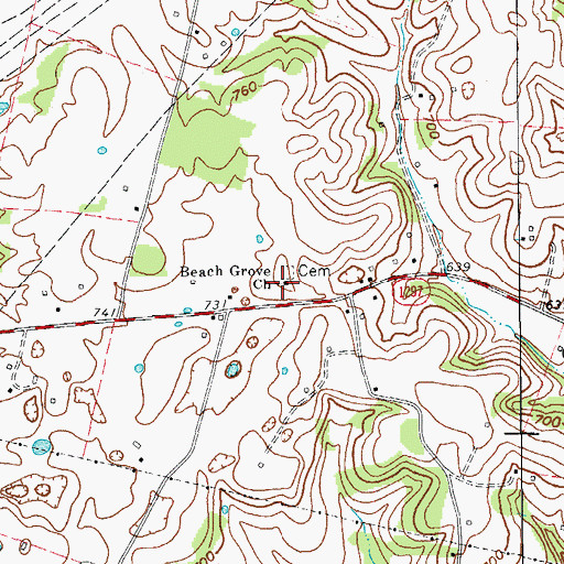 Topographic Map of Beach Grove Church, KY