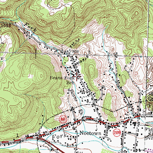 Topographic Map of Beans Fork School, KY