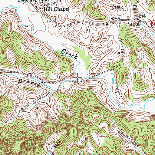 Topographic Map of Bear Branch, KY