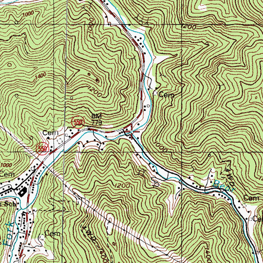 Topographic Map of Bear Branch, KY
