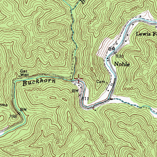 Topographic Map of Bear Branch, KY