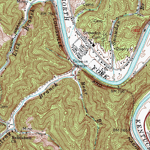 Topographic Map of Bear Branch, KY