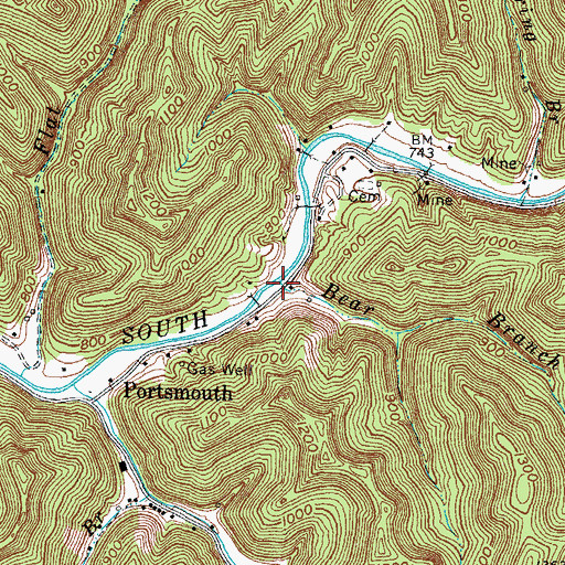 Topographic Map of Bear Branch, KY
