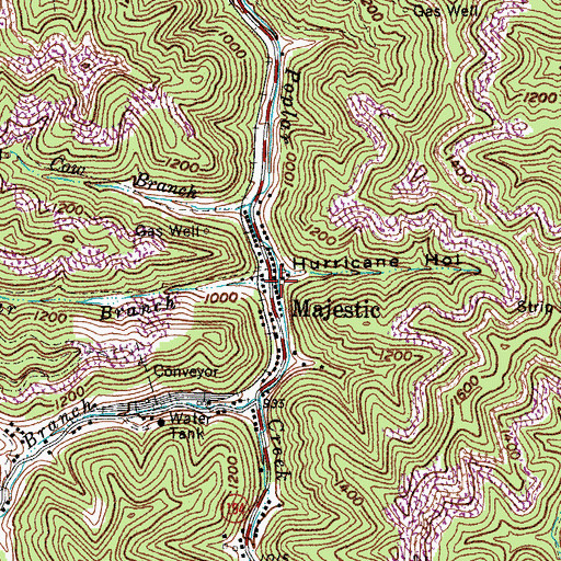 Topographic Map of Bear Branch, KY