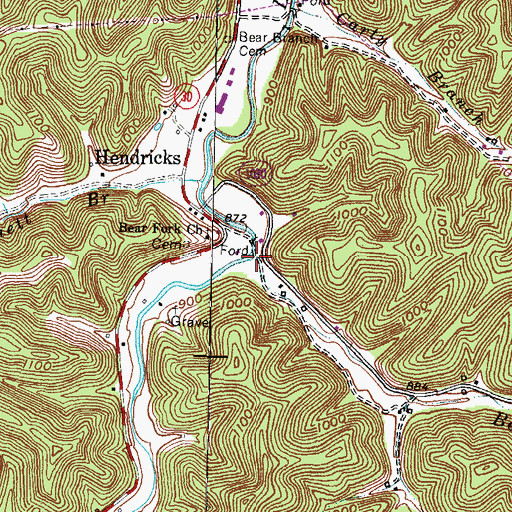 Topographic Map of Bear Branch, KY