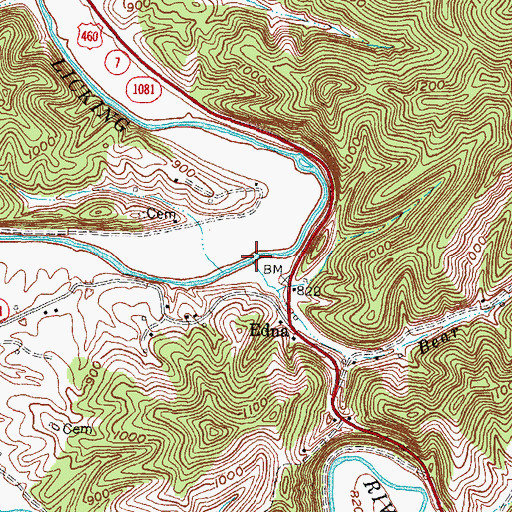 Topographic Map of Bear Branch, KY