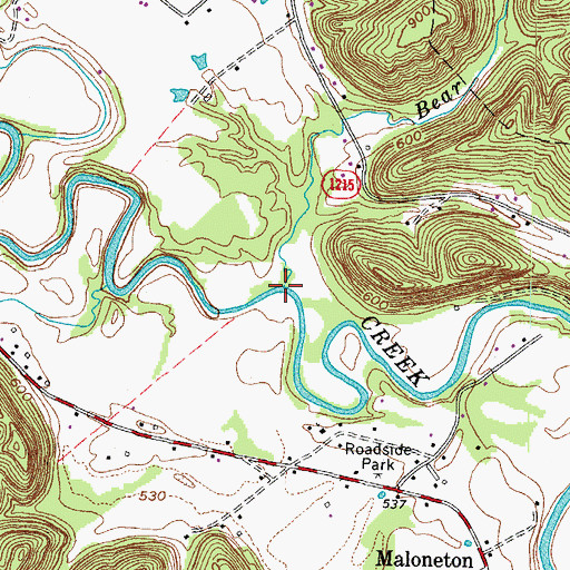 Topographic Map of Bear Branch, KY