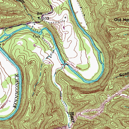 Topographic Map of Bear Branch, KY