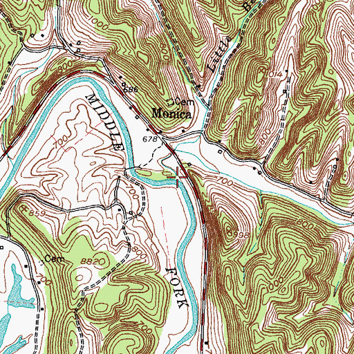 Topographic Map of Bear Creek, KY