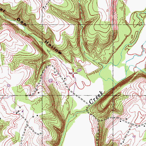 Topographic Map of Bear Den Hollow, KY