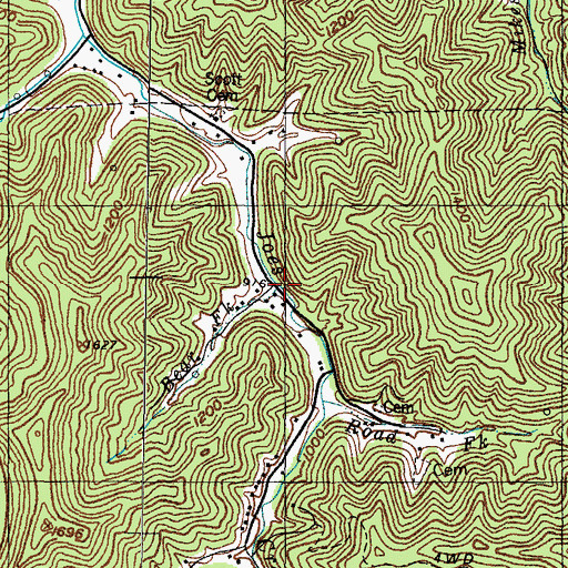 Topographic Map of Bear Fork, KY