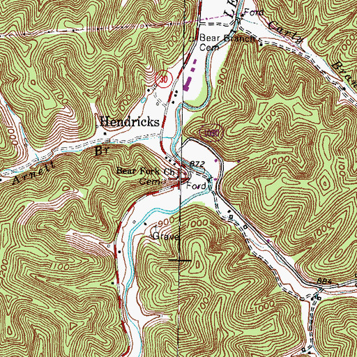 Topographic Map of Bear Fork Church, KY