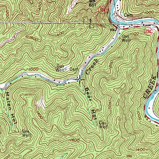 Topographic Map of Bear Hollow, KY