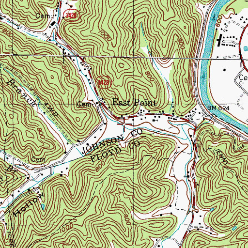 Topographic Map of Bear Hollow, KY