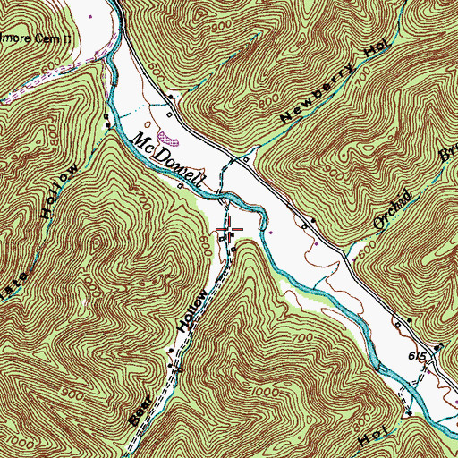 Topographic Map of Bear Hollow, KY