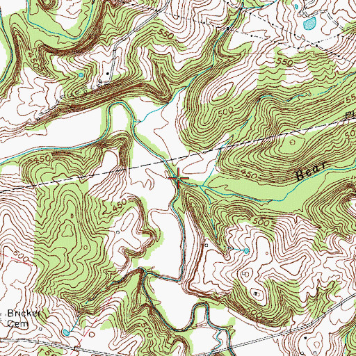Topographic Map of Bear Run, KY