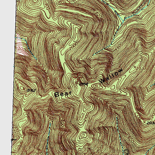 Topographic Map of Bear Wallow Mountain, KY