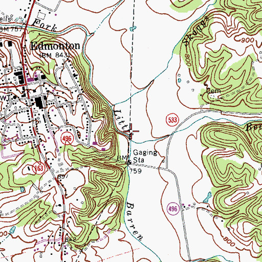 Topographic Map of Beard Branch, KY