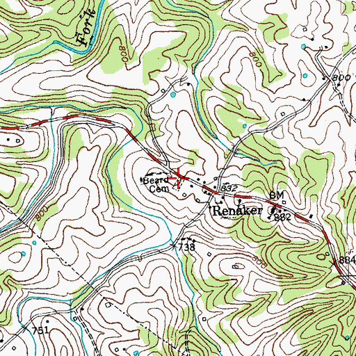 Topographic Map of Beard Cemetery, KY