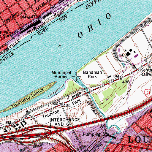 Topographic Map of Beargrass Creek, KY