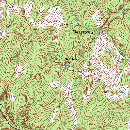 Topographic Map of Beartown School, KY