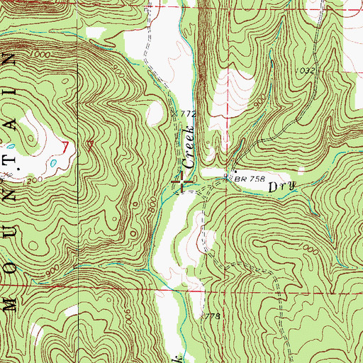 Topographic Map of Dry Fork, AR