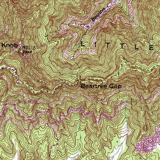 Topographic Map of Beartree Gap, KY