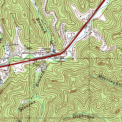 Topographic Map of Beasley Branch, KY