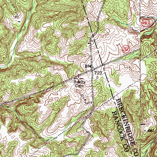 Topographic Map of Beatty Cemetery, KY