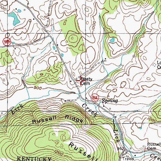 Topographic Map of Beaty Cemetery, KY