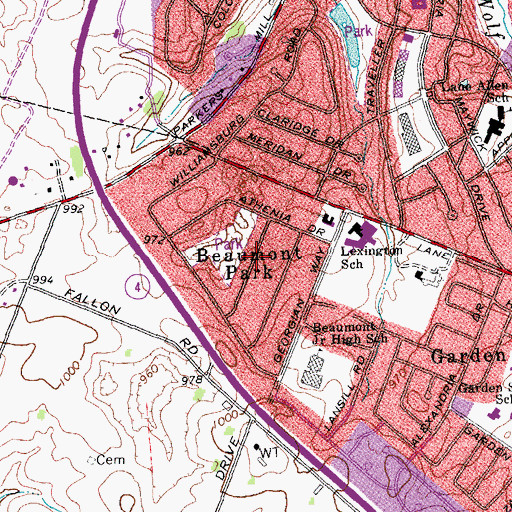 Topographic Map of Beaumont Park, KY