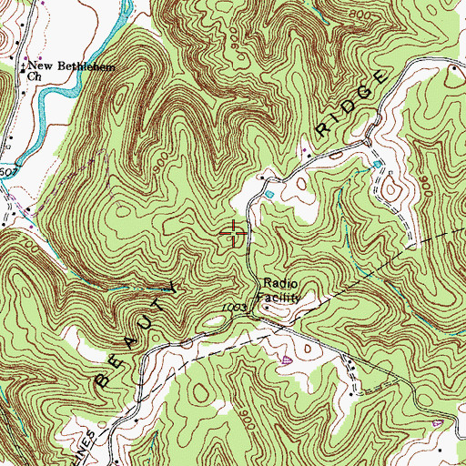 Topographic Map of Beauty Ridge, KY