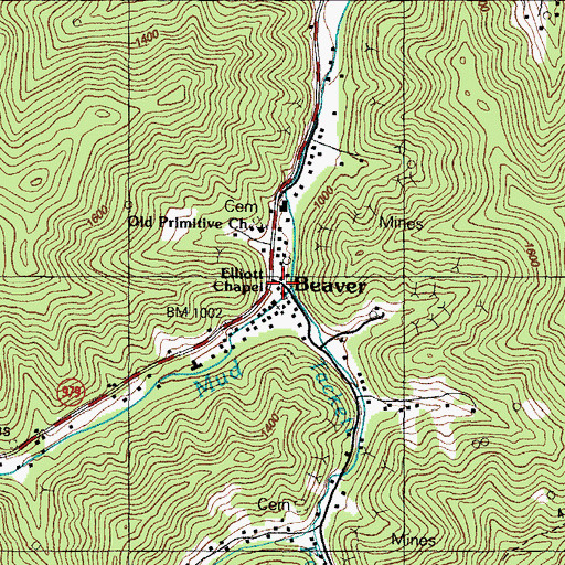 Topographic Map of Beaver, KY