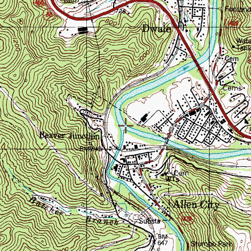 Topographic Map of Beaver Creek, KY