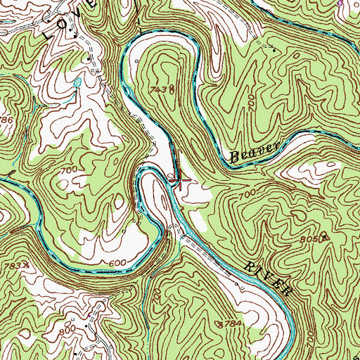 Topographic Map of Beaver Creek, KY