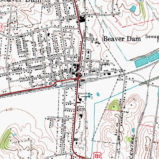 Topographic Map of Beaver Dam, KY