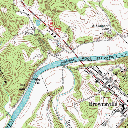 Topographic Map of Beaverdam Creek, KY