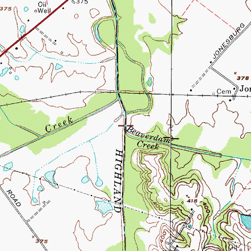 Topographic Map of Beaverdam Creek, KY