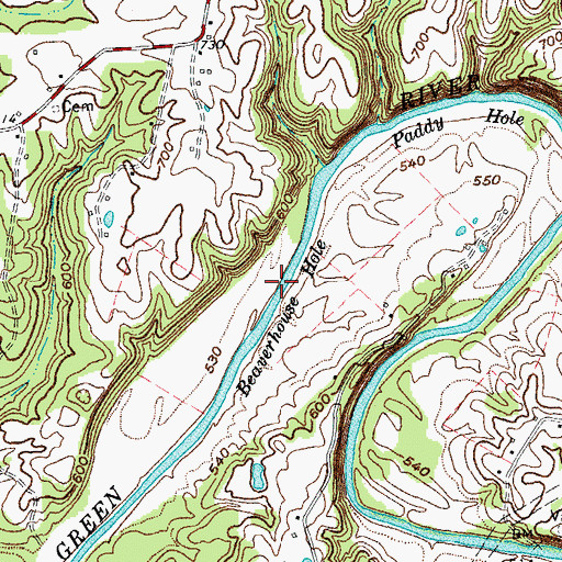 Topographic Map of Beaverhouse Hole, KY