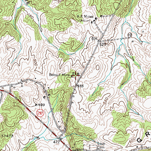 Topographic Map of Bebout Mine, KY
