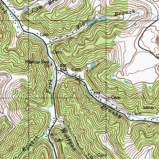 Topographic Map of Beck Branch, KY