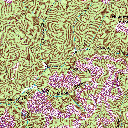 Topographic Map of Beck Branch, KY