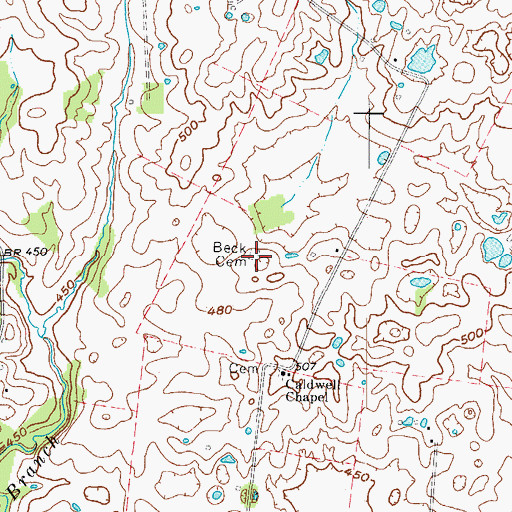 Topographic Map of Beck Cemetery, KY