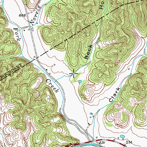 Topographic Map of Beck Hollow, KY