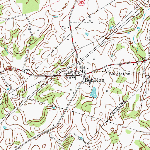 Topographic Map of Beckton, KY