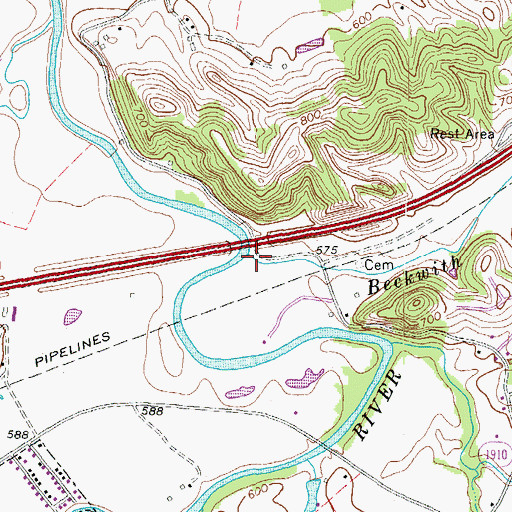 Topographic Map of Beckwith Branch, KY