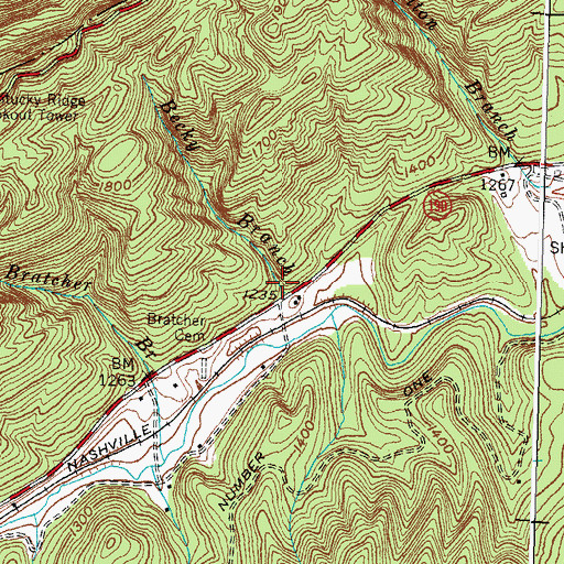 Topographic Map of Becky Branch, KY