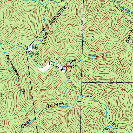 Topographic Map of Bee Creek, KY