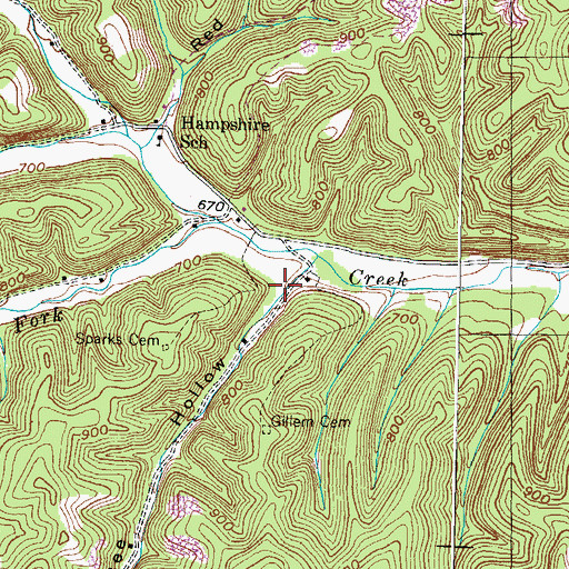 Topographic Map of Bee Hollow, KY