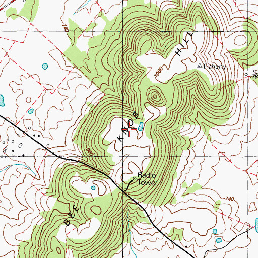Topographic Map of Bee Knob Hill, KY